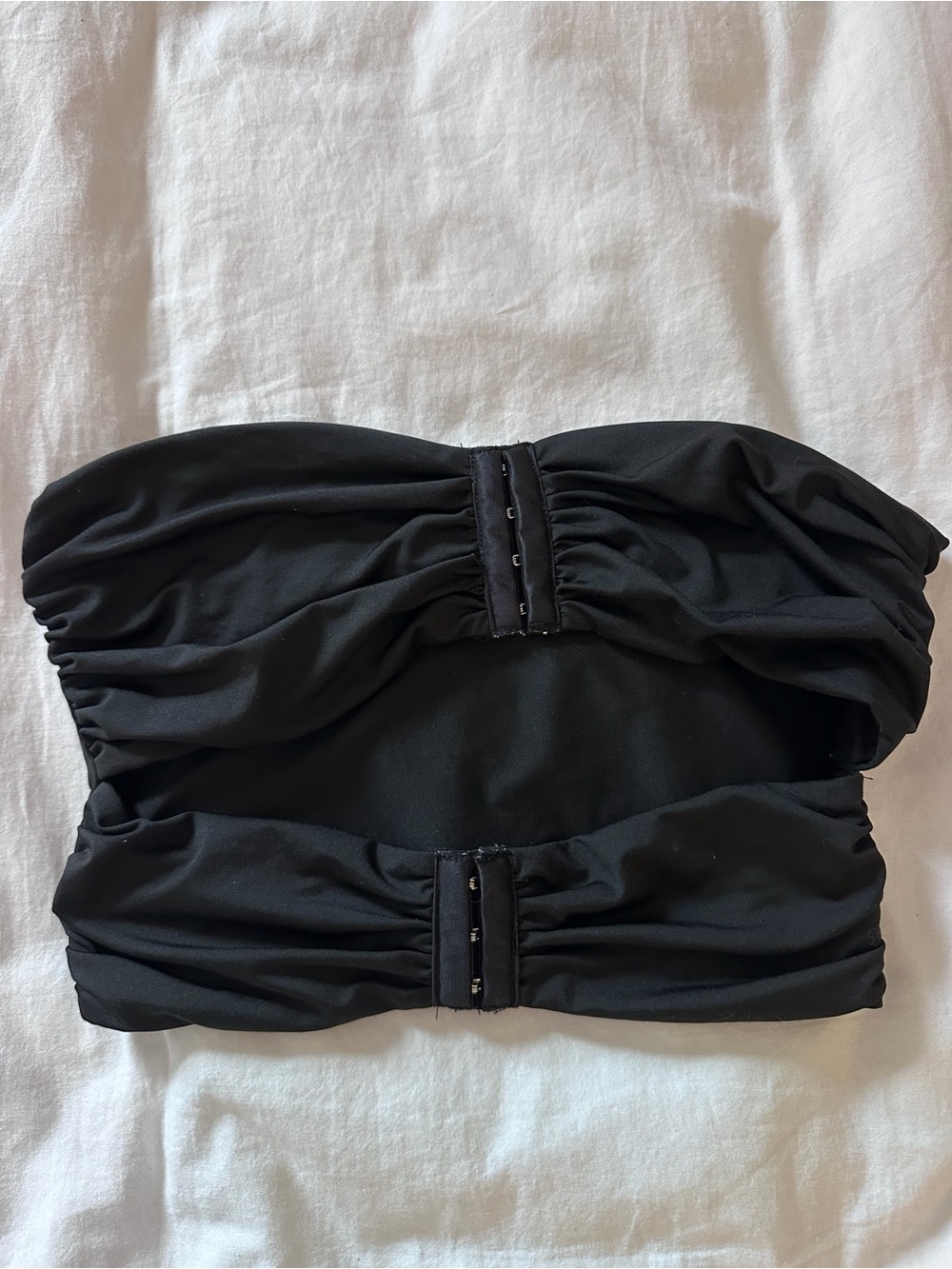 Black Strapless Ruched Top